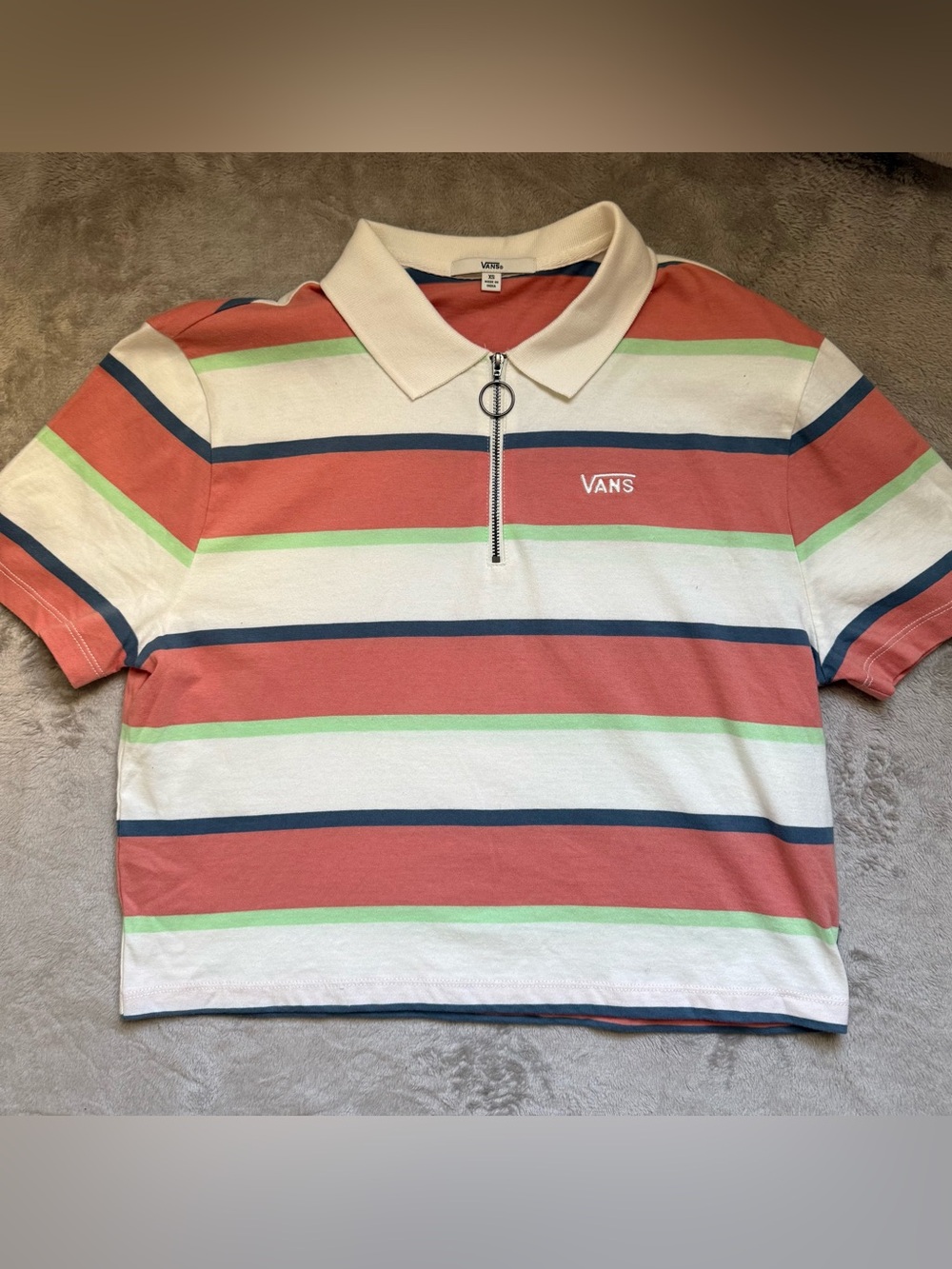 Vans Striped Quarter Zip Polo Shirt XS